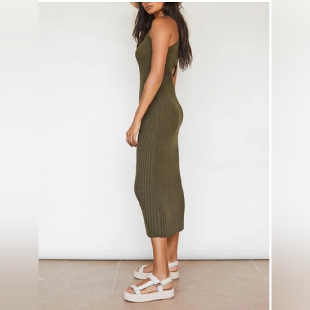 SATURDAY SUNDAY by ANTHROPOLOGIE knit dress khaki sz XS